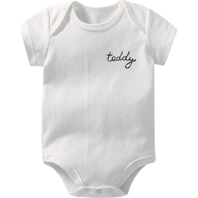 My Name is! Embroidered Bodysuit, White