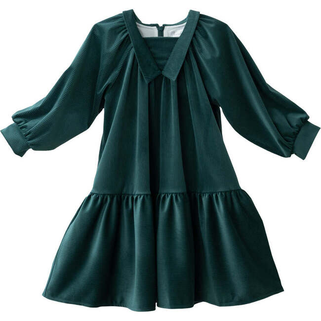 Isla Velvet Long Cuffed Sleeve Midi Dress, Sacramento Green