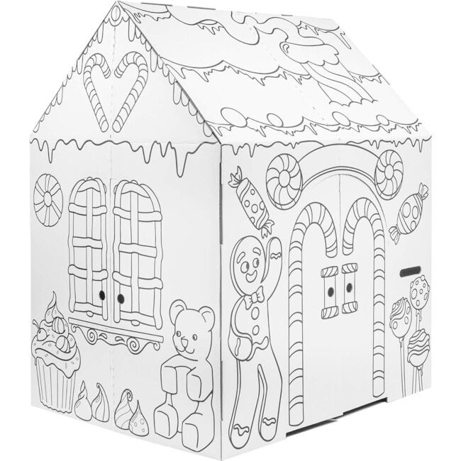 Cardboard Coloring Playhouse Gingerbread House - Kids Art & Craft