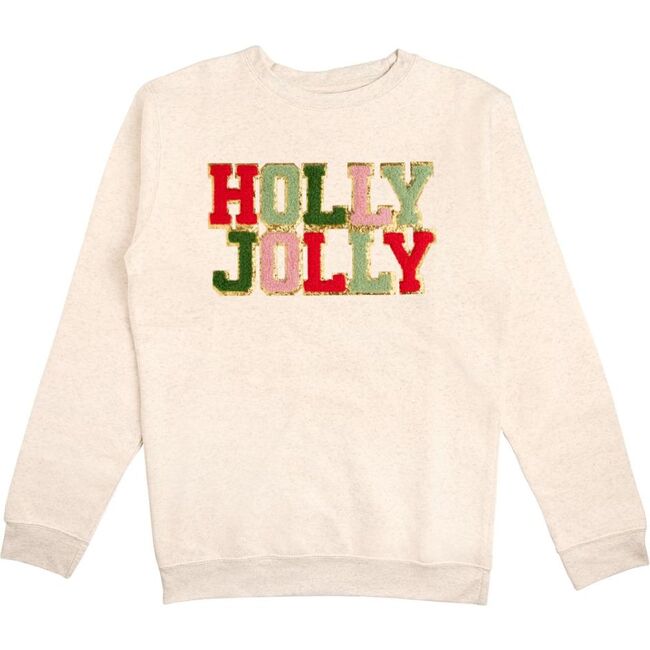 Holly Jolly Patch Christmas Adult Sweatshirt, Natural